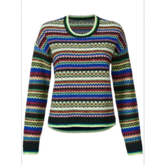 CAbi Moorland Pullover Sweater 4413 Women's Large Striped Fair Isle Colorful - Picture 2 of 9